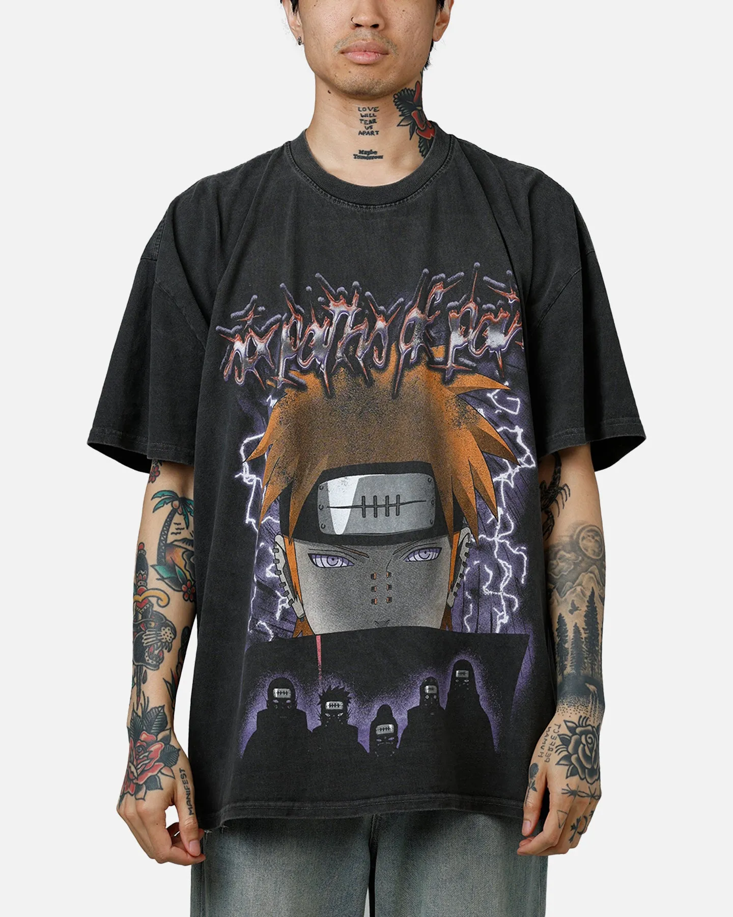 73Studio X Naruto Six Paths Of Pain Heavyweight T-Shirt Black Wash