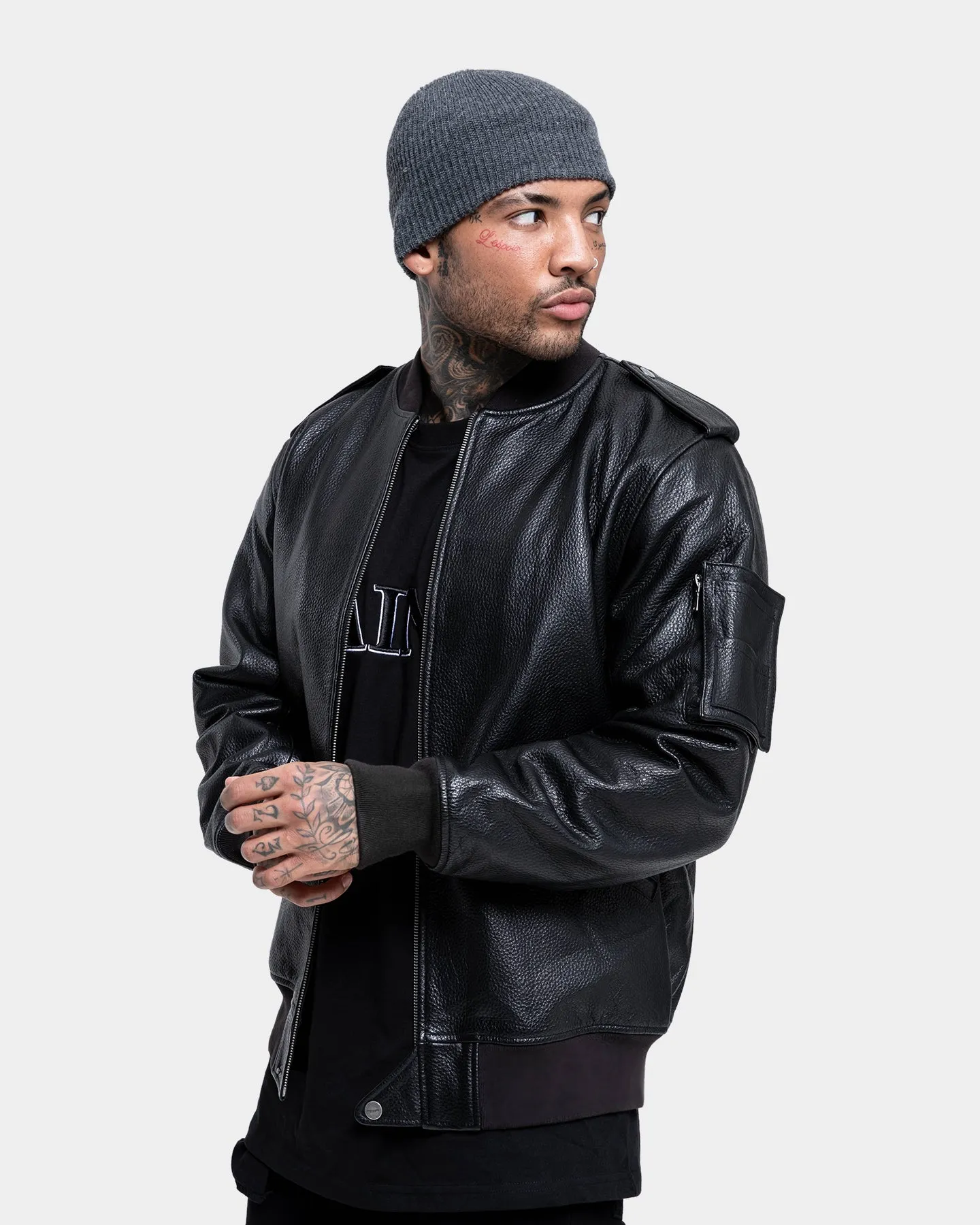 Saint Morta Staten Leather Bomber Jacket Black sold by Culture Kings