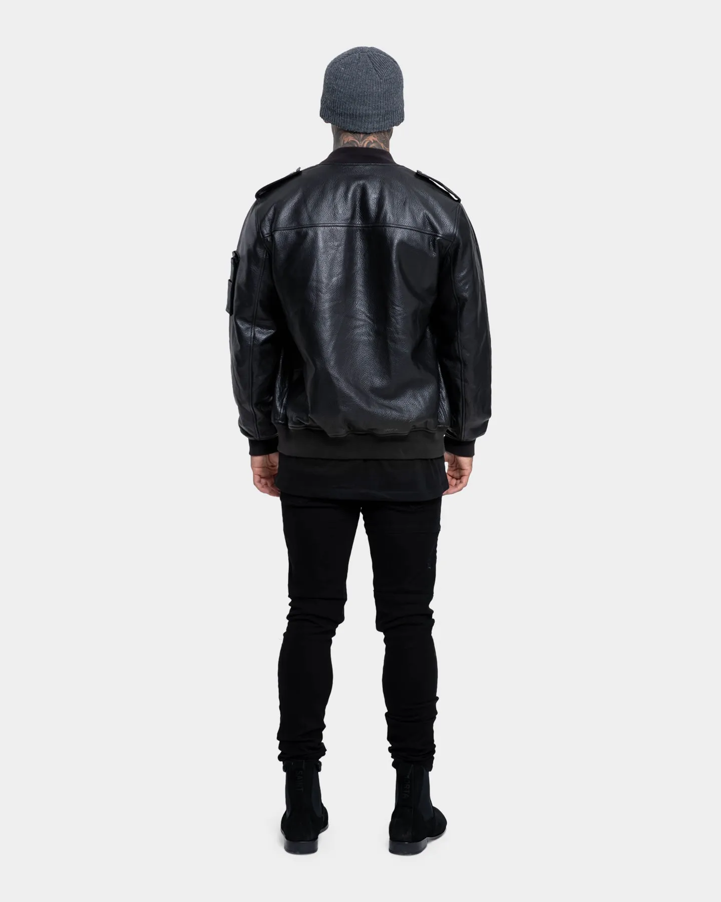 Saint Morta Staten Leather Bomber Jacket Black sold by Culture Kings product image thumbnail 3