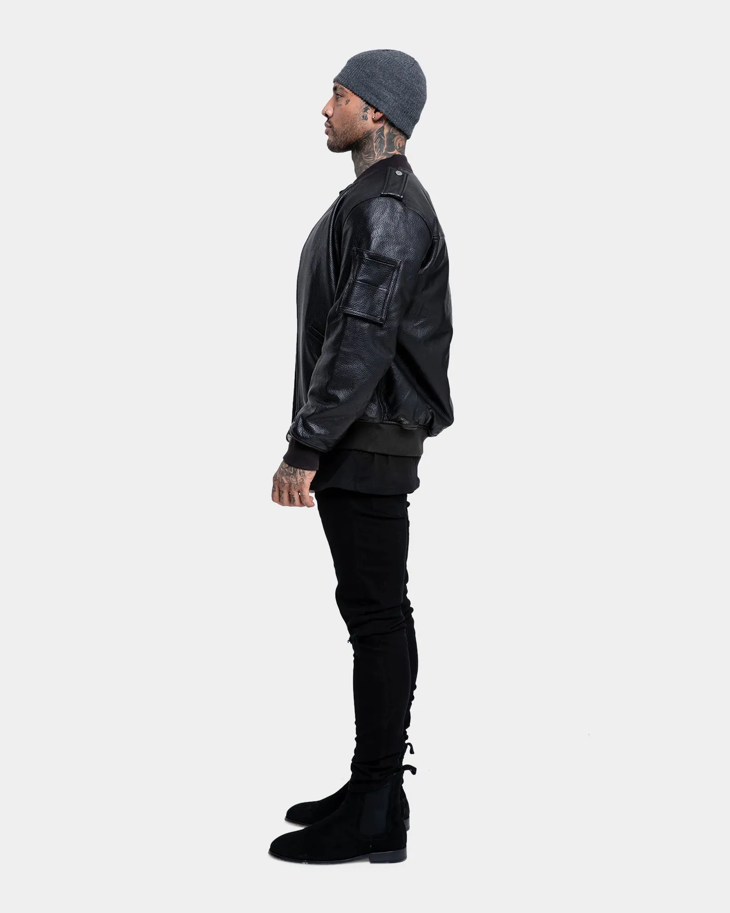 Saint Morta Staten Leather Bomber Jacket Black sold by Culture Kings product image thumbnail 4