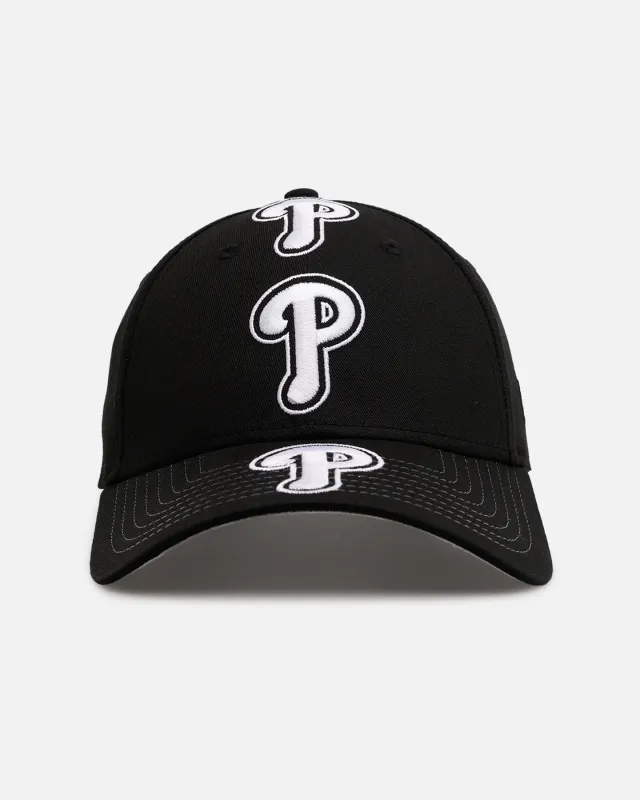 New Era Philadelphia Phillies 'Spine' 9FORTY A-Frame Strapback Black/White sold by Culture Kings
