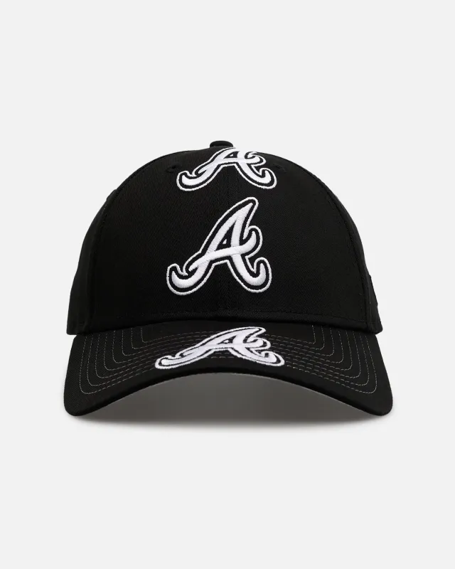 New Era Atlanta Braves 'Spine' 9FORTY A-Frame Strapback Black/White sold by Culture Kings