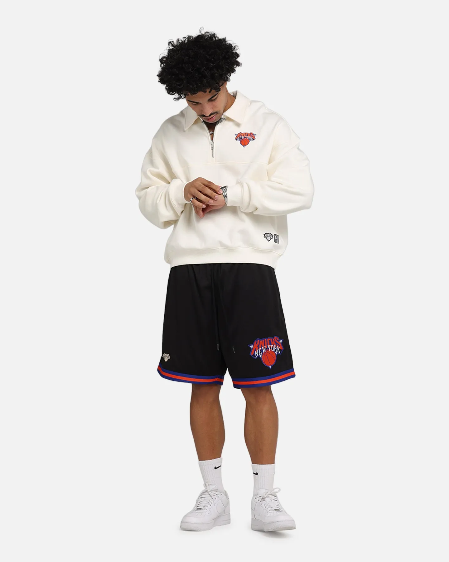 Mitchell & Ness New York Knicks Boxy Quarter Zip Crewneck Egret sold by Culture Kings product image thumbnail 2
