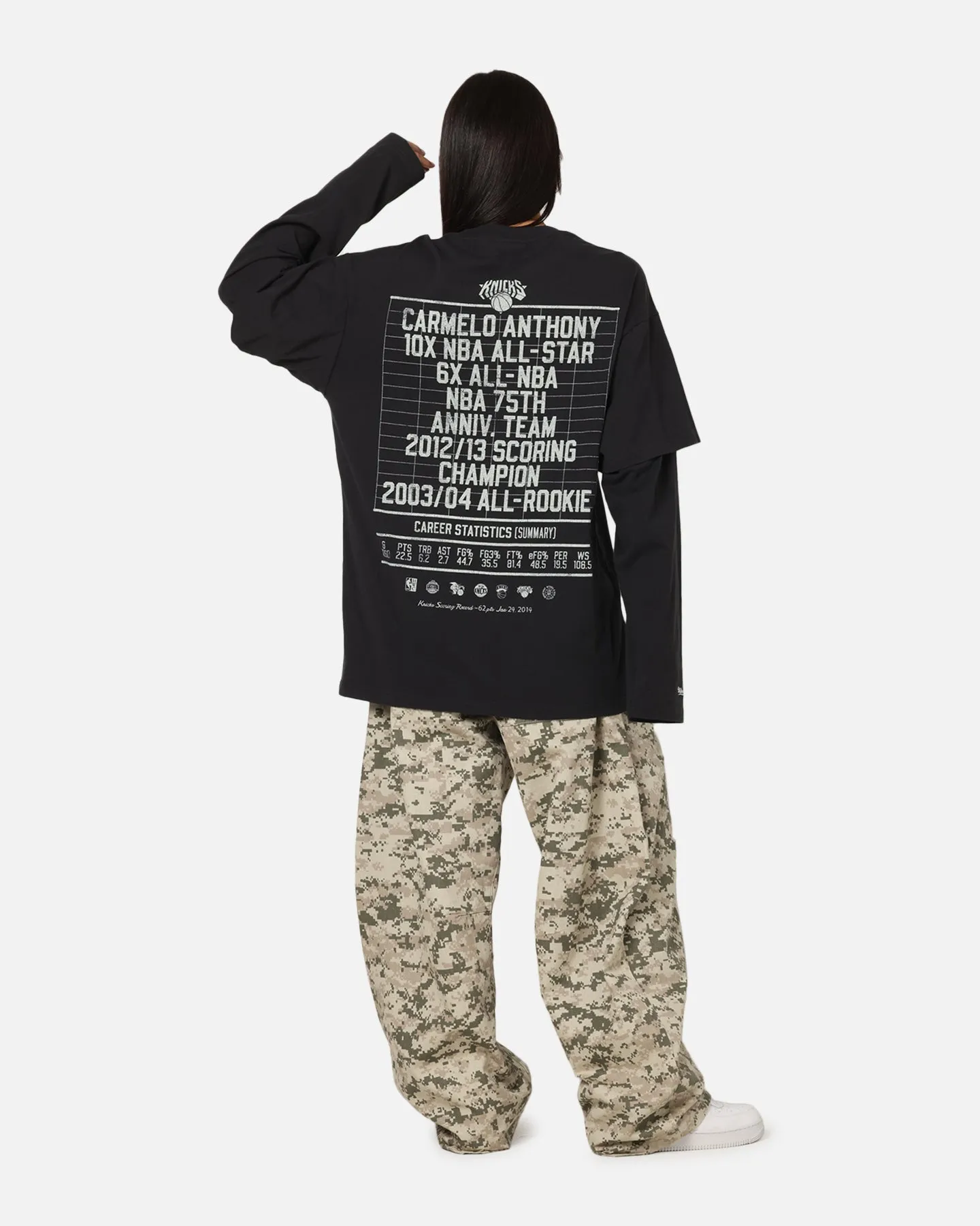 Mitchell & Ness New York Knicks Melo State Of Mind Long Sleeve T-Shirt Faded Black sold by Culture Kings product image thumbnail 4