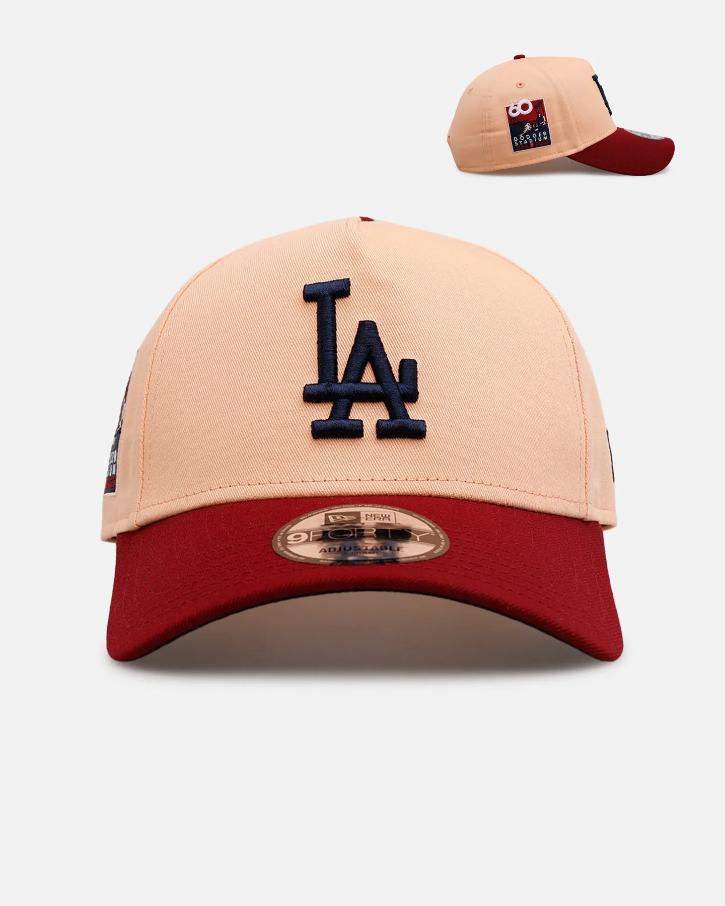 New Era Los Angeles Dodgers 'Volcano' 9FORTY A-Frame Snapback Peach sold by Culture Kings