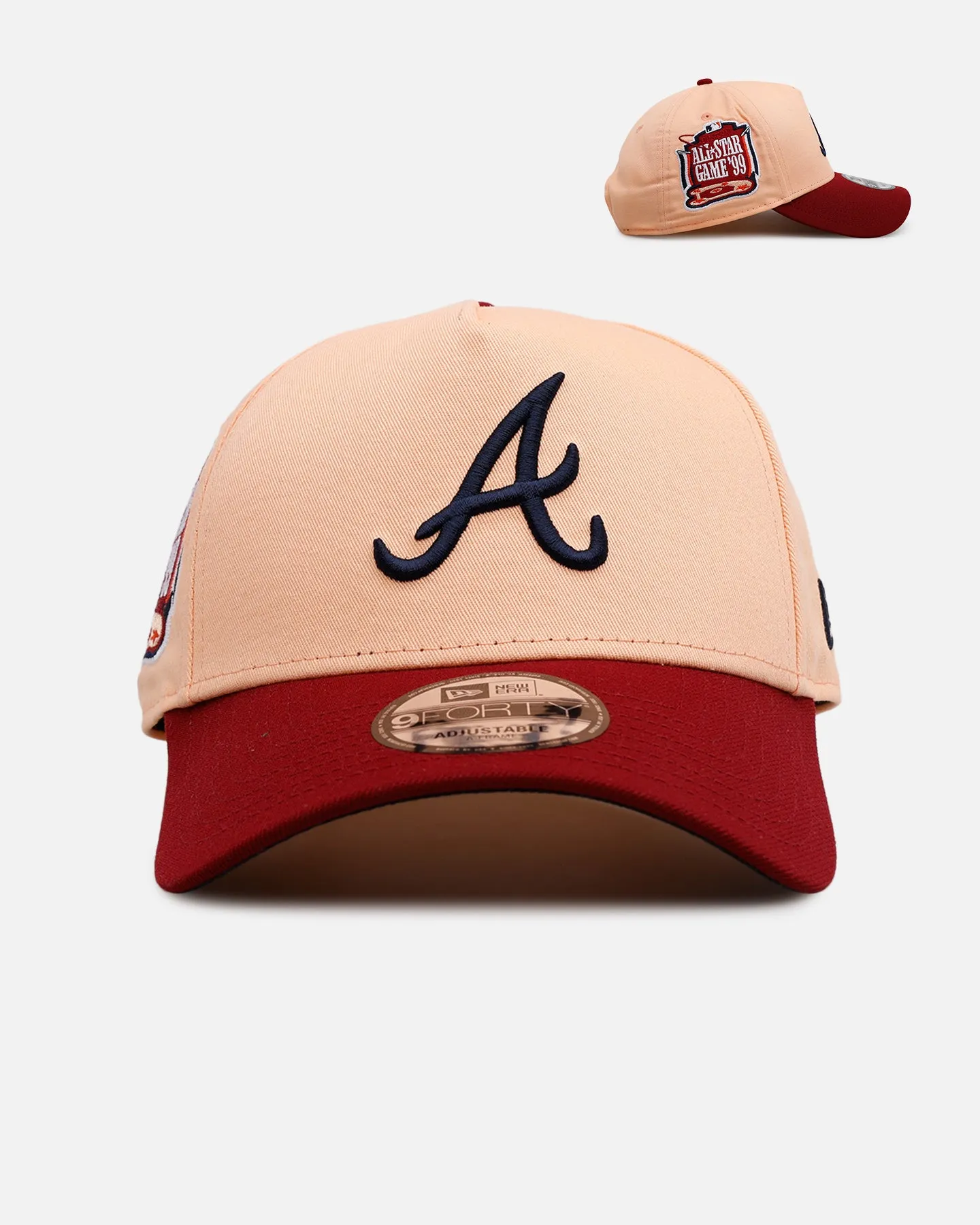 New Era Atlanta Braves 'Volcano' 9FORTY A-Frame Snapback Peach sold by Culture Kings