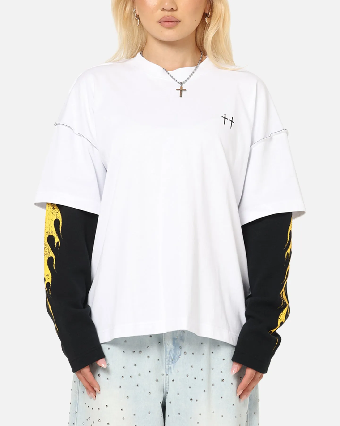 Saint Morta La Flame Long Sleeve T-Shirt White/Black sold by Culture Kings product image thumbnail 2