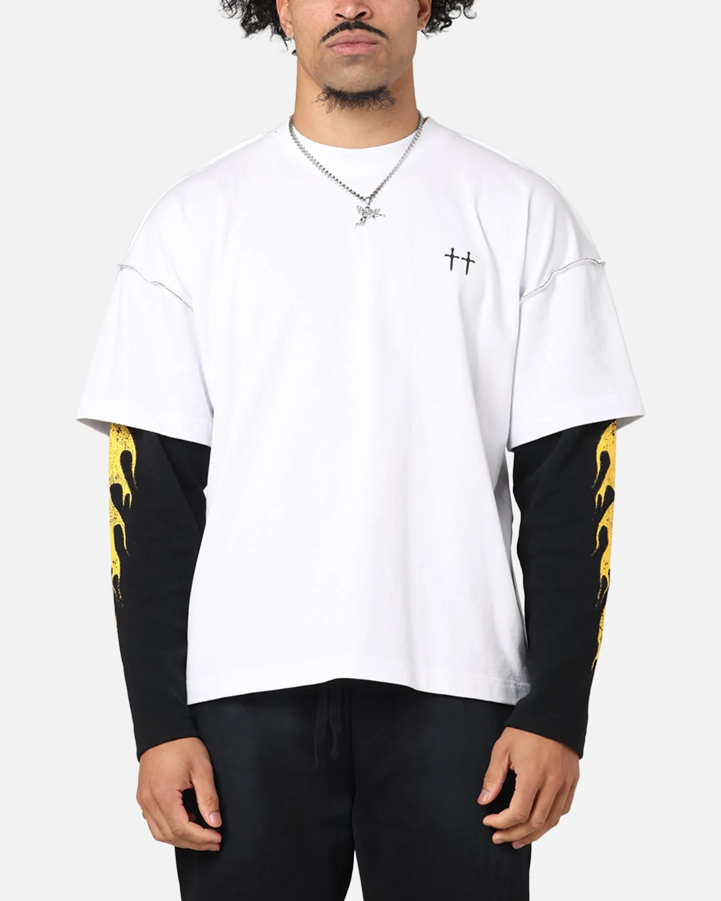 Saint Morta La Flame Long Sleeve T-Shirt White/Black sold by Culture Kings product image thumbnail 2