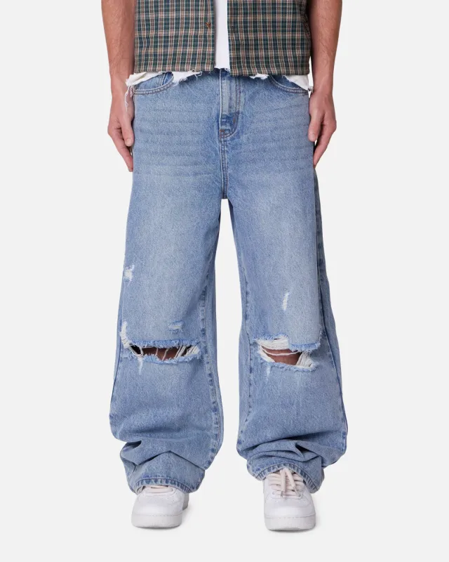 MNML Baggy Blowout Denim Jeans Vintage Blue Wash sold by Culture Kings