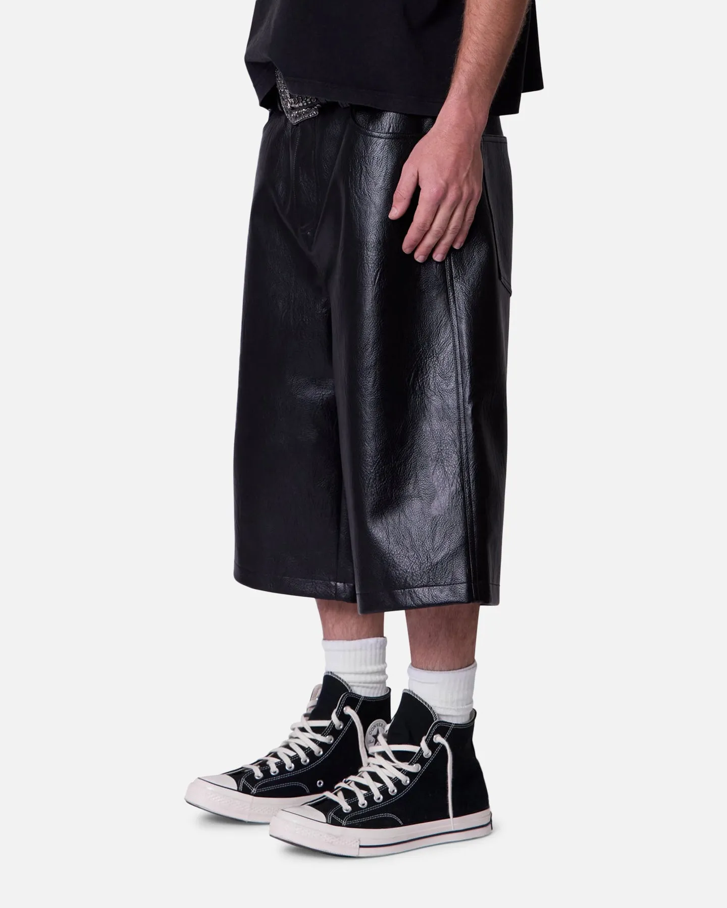 MNML Ultra Baggy Leather Shorts Black sold by Culture Kings product image thumbnail 2