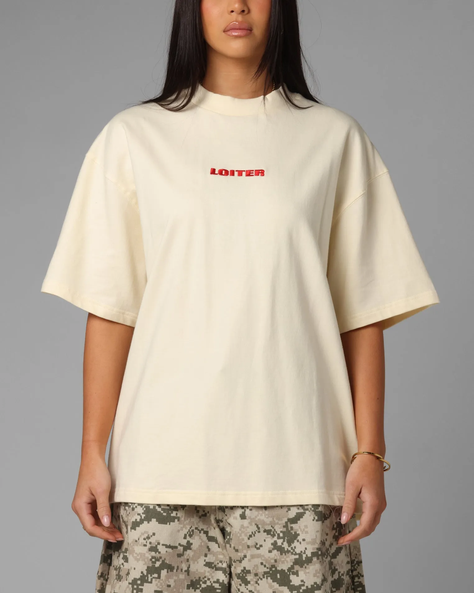 Loiter Script Boxy T-Shirt Off White sold by Culture Kings