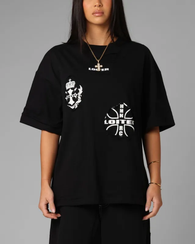 Loiter Destruction T-Shirt Black Wash sold by Culture Kings