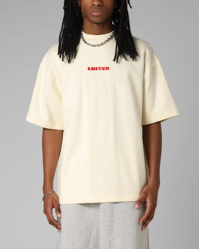 Loiter Script Boxy T-Shirt Off White sold by Culture Kings