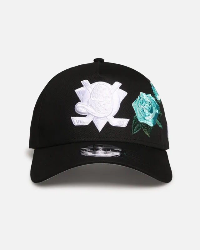 New Era Anaheim Ducks 'Aqua Rose Embroidery' 9FORTY A-Frame Snapback Black/Aqua sold by Culture Kings