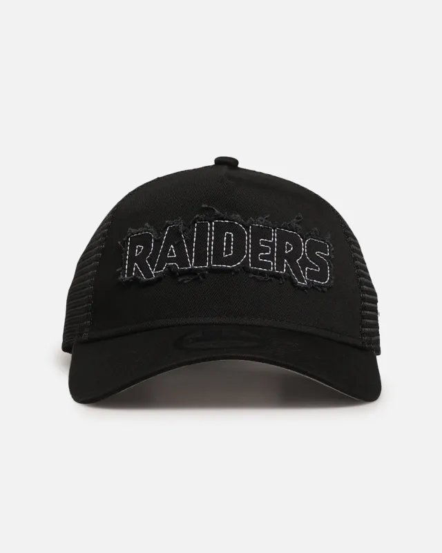 New Era Las Vegas Raiders 'Distressed' 9FORTY A-Frame Trucker Snapback Black/White sold by Culture Kings