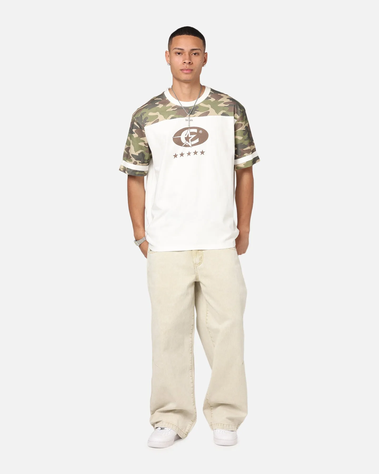 Carre Star Shooter Panelled T-Shirt Off White/Woodland Camo sold by Culture Kings product image thumbnail 2