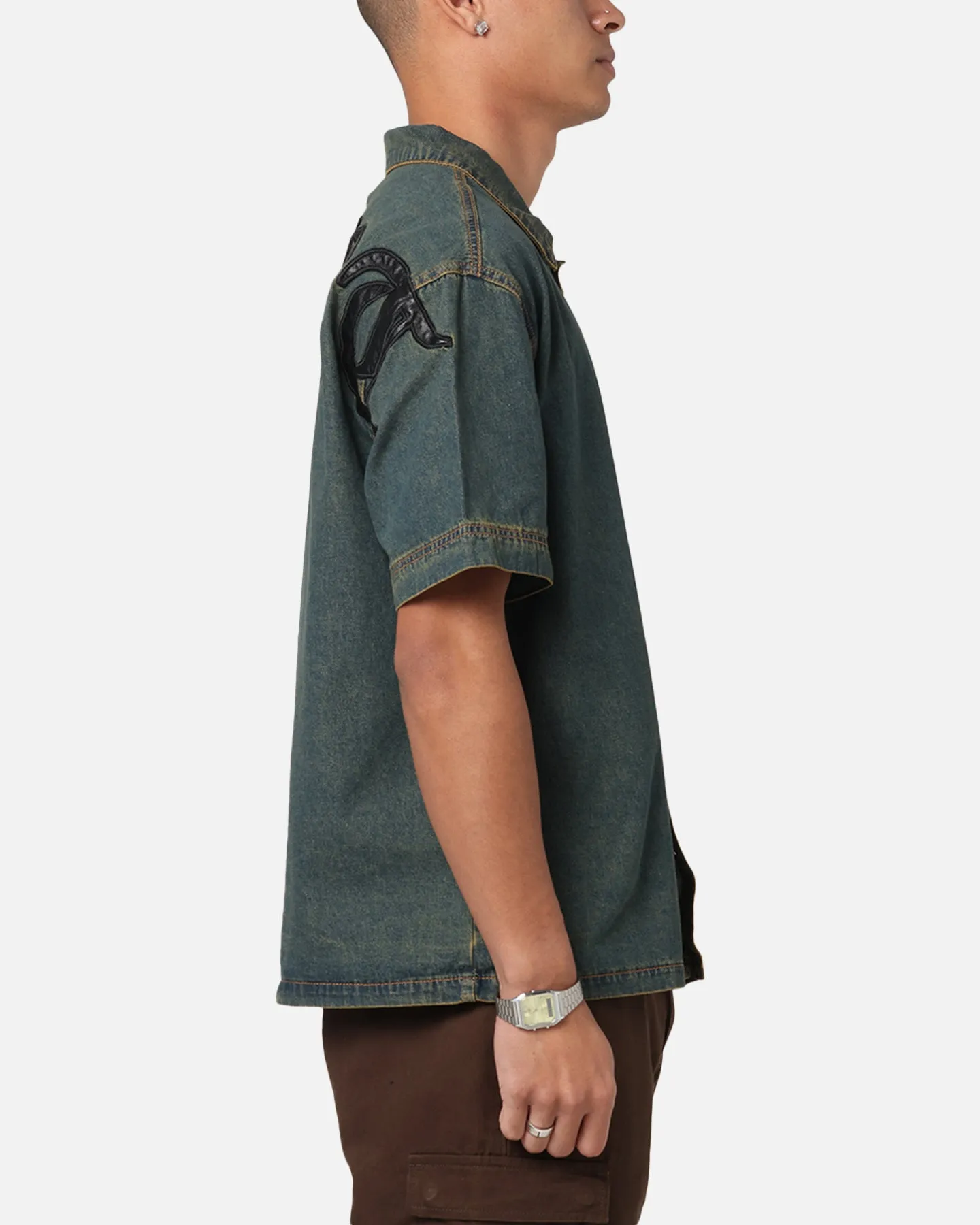 Saint Morta Gothic Noir Button Up Shirt Light Blue sold by Culture Kings product image thumbnail 5