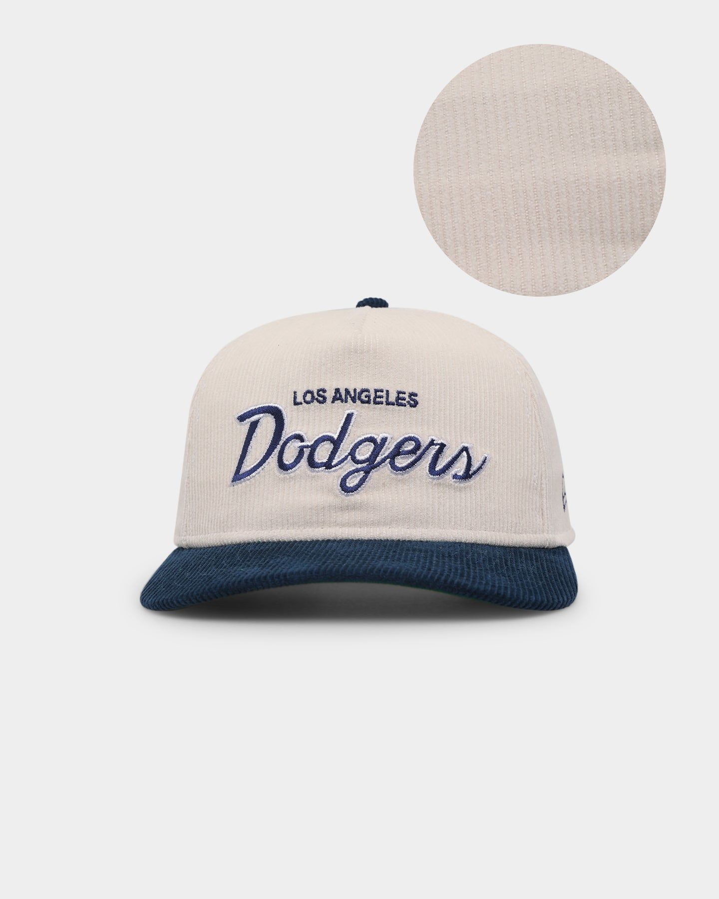 New Era Los Angeles Dodgers 'Chrome Corduroy Throwback Script' Golfer Snapback Chrome White sold by Culture Kings