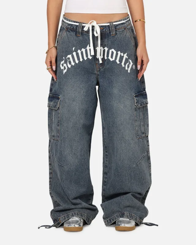 Saint Morta Gothic Denim Cargo Pants Dirty Denim sold by Culture Kings