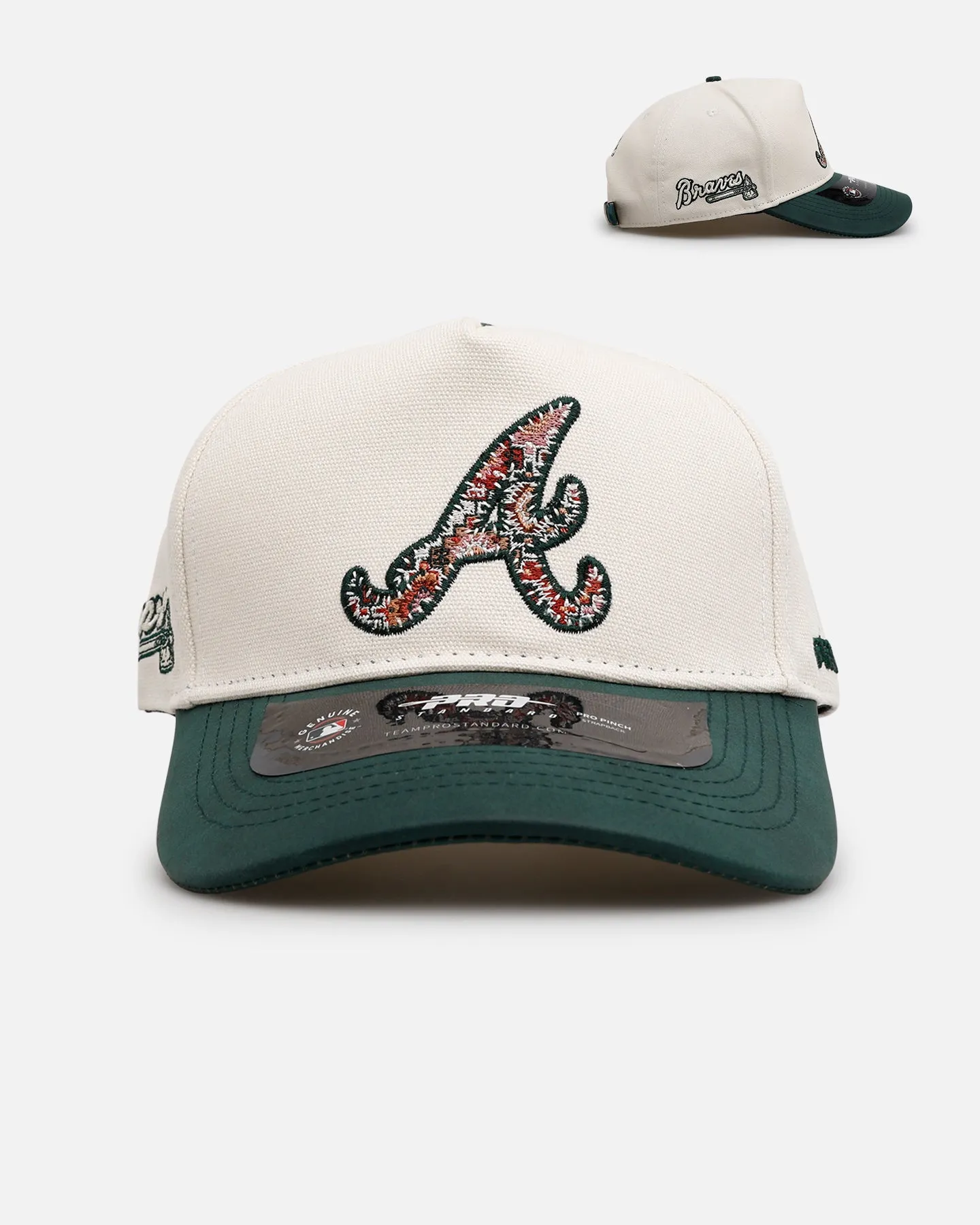 Pro Standard Atlanta Braves 'Tapestry 2.0' Pinch Front Strapback Dark Green sold by Culture Kings