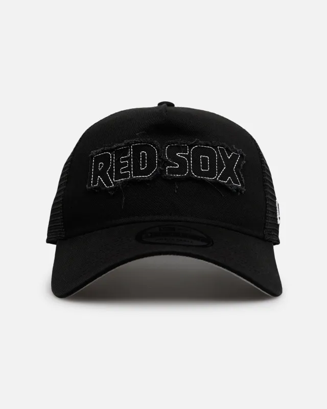 New Era Boston Red Sox 'Distressed' 9FORTY A-Frame Trucker Snapback Black/White sold by Culture Kings