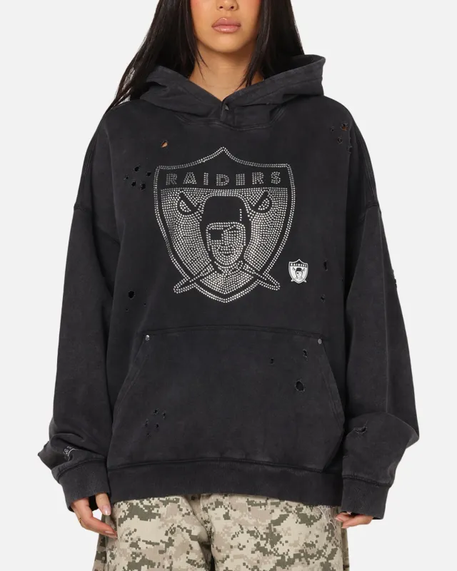 Mitchell & Ness Las Vegas Raiders Distressed Rhinestone Logo Hoodie Faded Black sold by Culture Kings