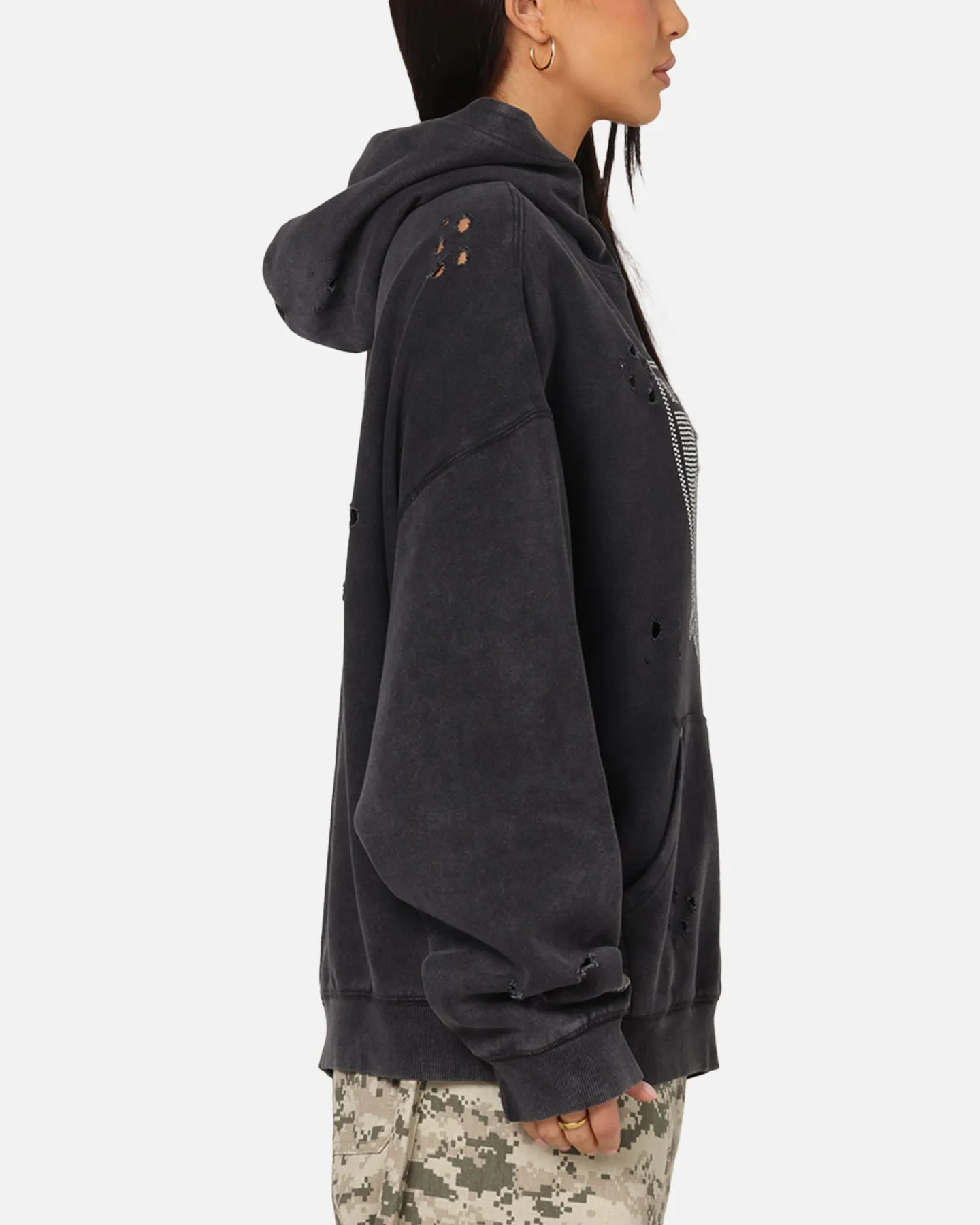 Mitchell & Ness Las Vegas Raiders Distressed Rhinestone Logo Hoodie Faded Black sold by Culture Kings product image thumbnail 4