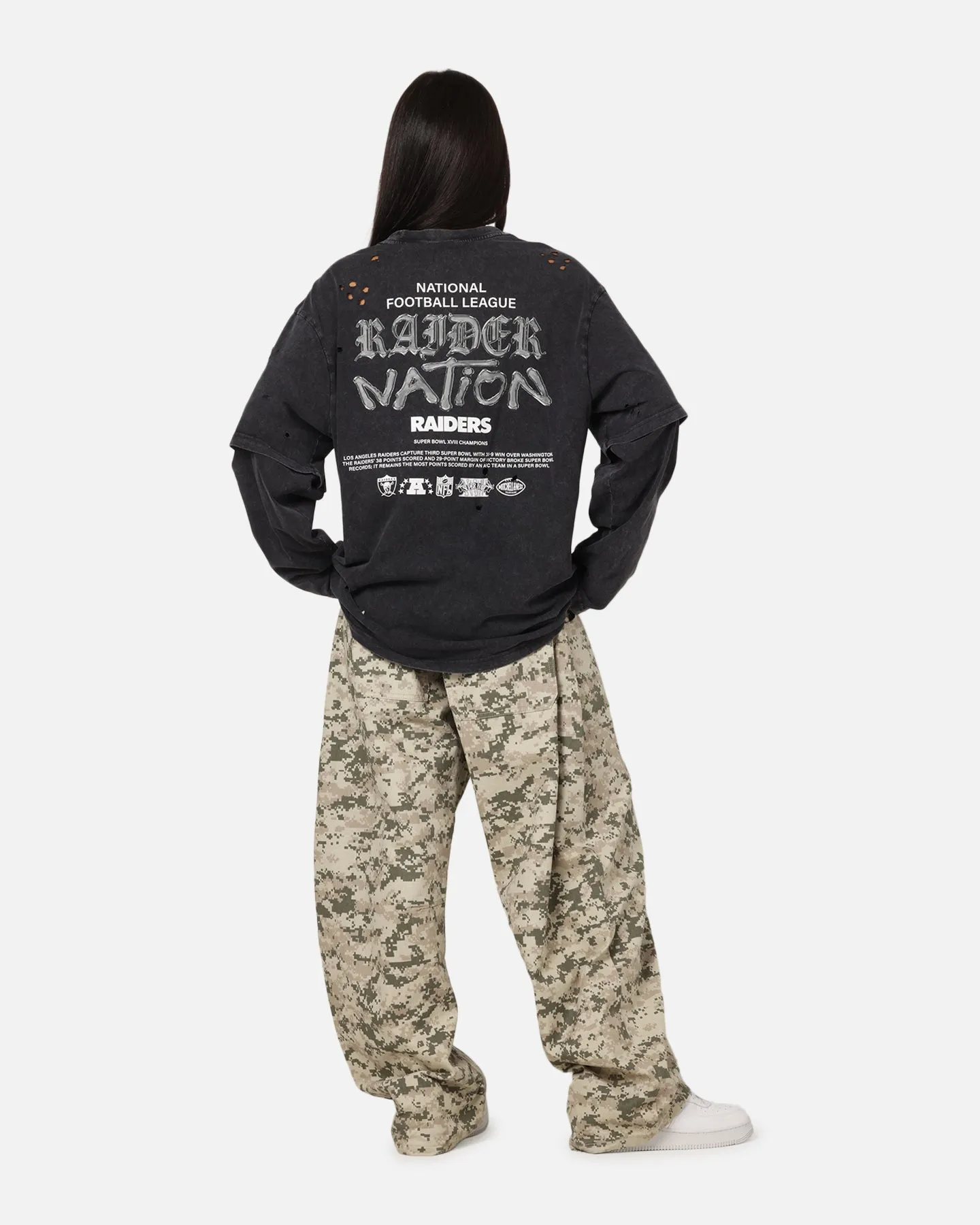 Mitchell & Ness Las Vegas Raiders Chromed Mock Long Sleeve T-Shirt Faded Black sold by Culture Kings product image thumbnail 3