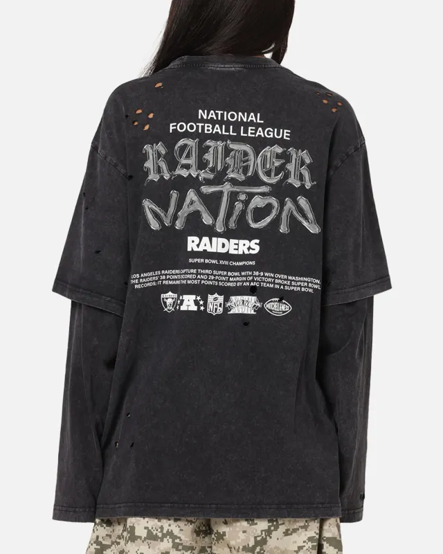 Mitchell & Ness Las Vegas Raiders Chromed Mock Long Sleeve T-Shirt Faded Black sold by Culture Kings