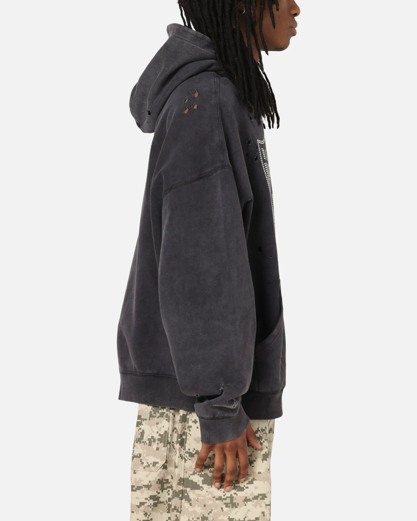 Mitchell & Ness Las Vegas Raiders Distressed Rhinestone Logo Hoodie Faded Black sold by Culture Kings product image thumbnail 4