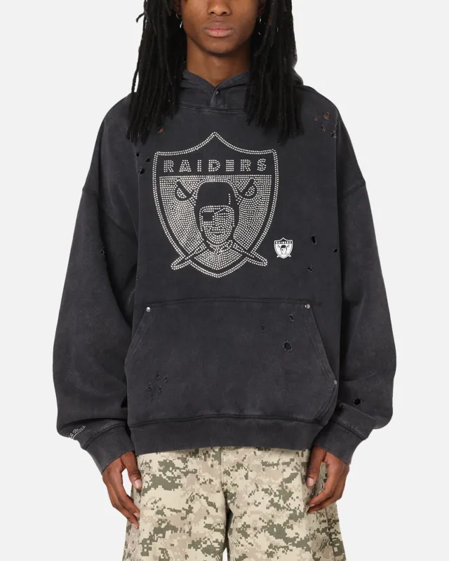 Mitchell & Ness Las Vegas Raiders Distressed Rhinestone Logo Hoodie Faded Black sold by Culture Kings