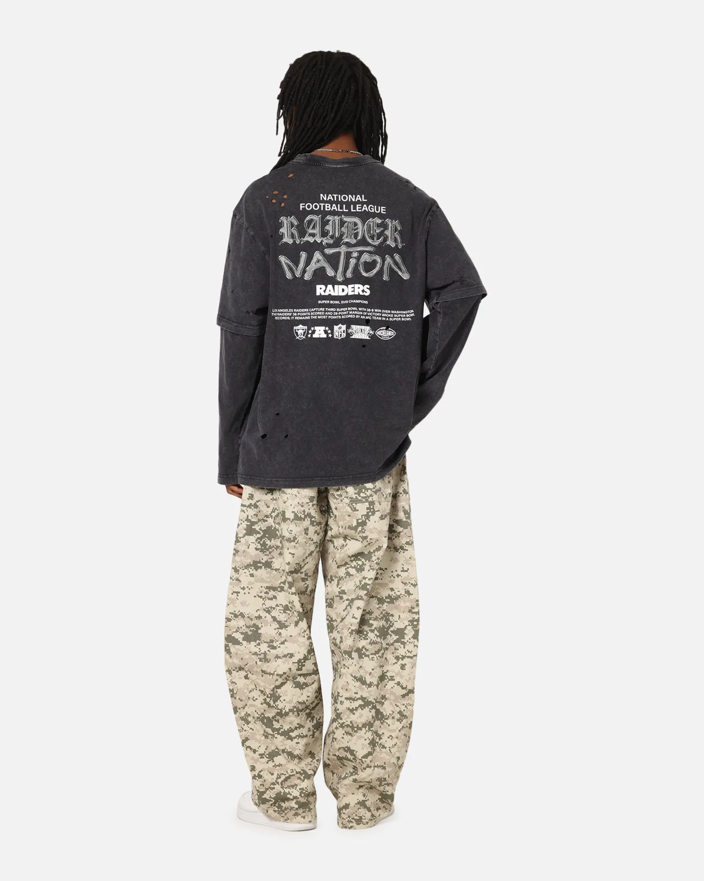 Mitchell & Ness Las Vegas Raiders Chromed Mock Long Sleeve T-Shirt Faded Black sold by Culture Kings product image thumbnail 3