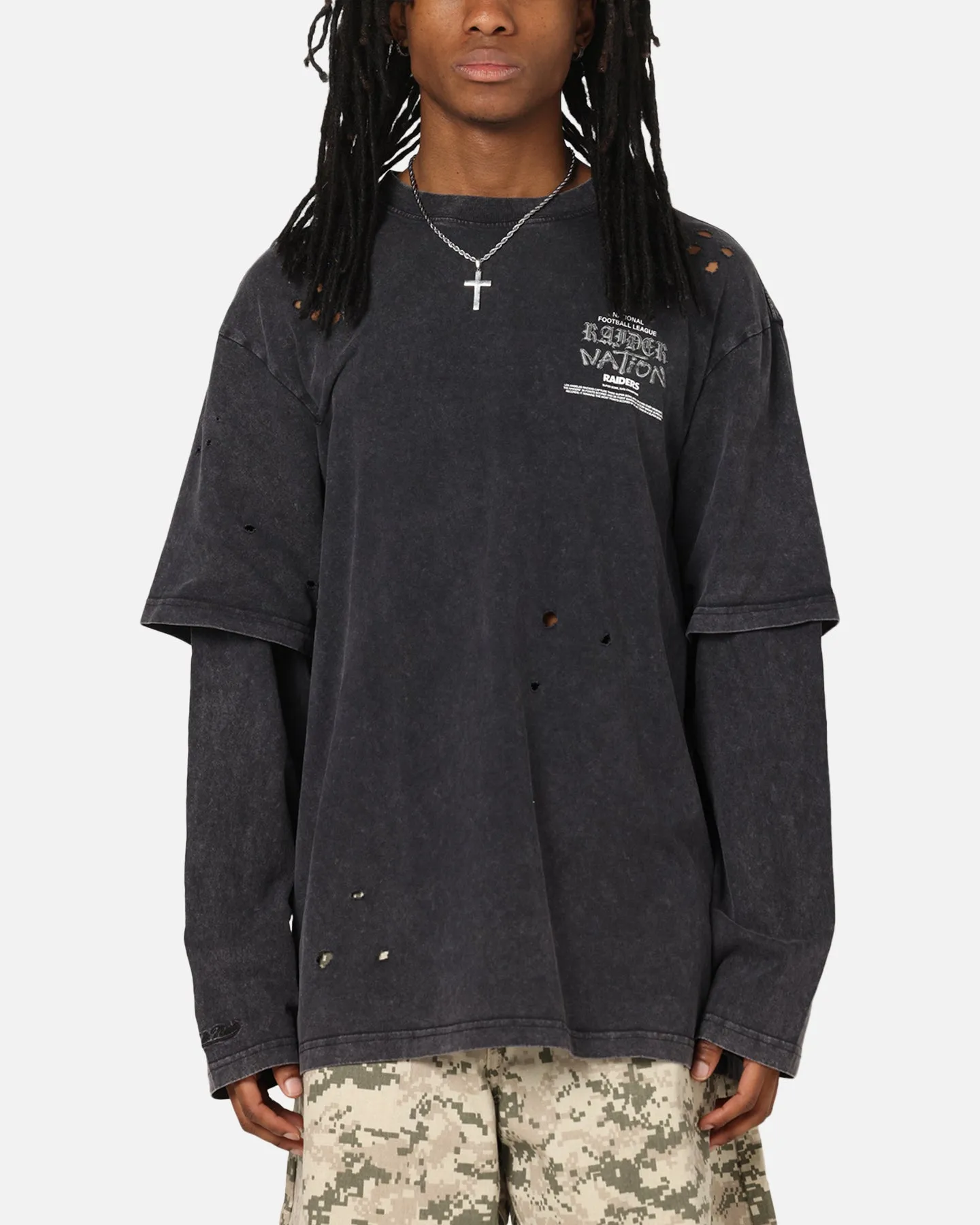 Mitchell & Ness Las Vegas Raiders Chromed Mock Long Sleeve T-Shirt Faded Black sold by Culture Kings product image thumbnail 2