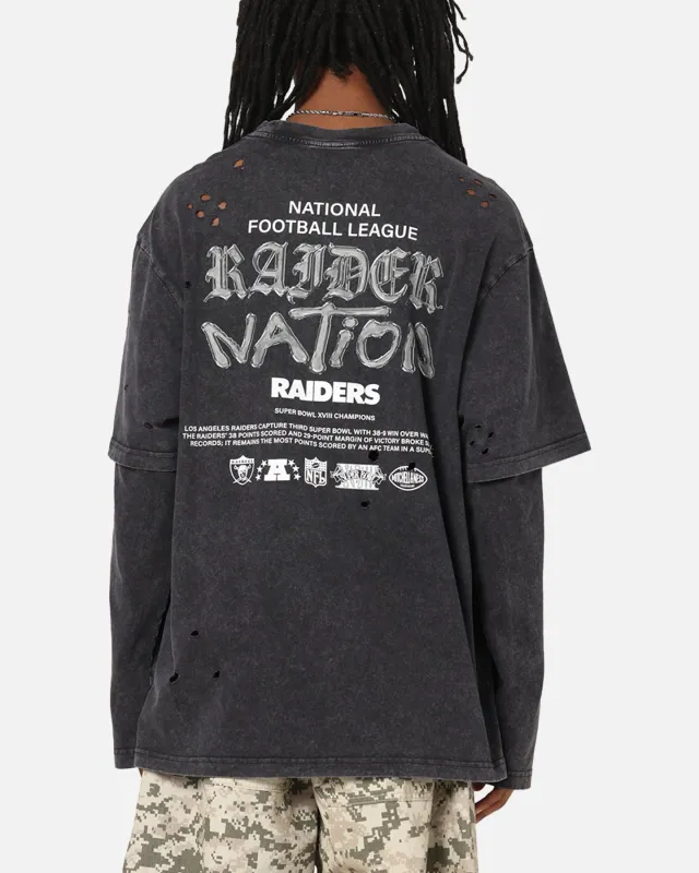 Mitchell & Ness Las Vegas Raiders Chromed Mock Long Sleeve T-Shirt Faded Black sold by Culture Kings
