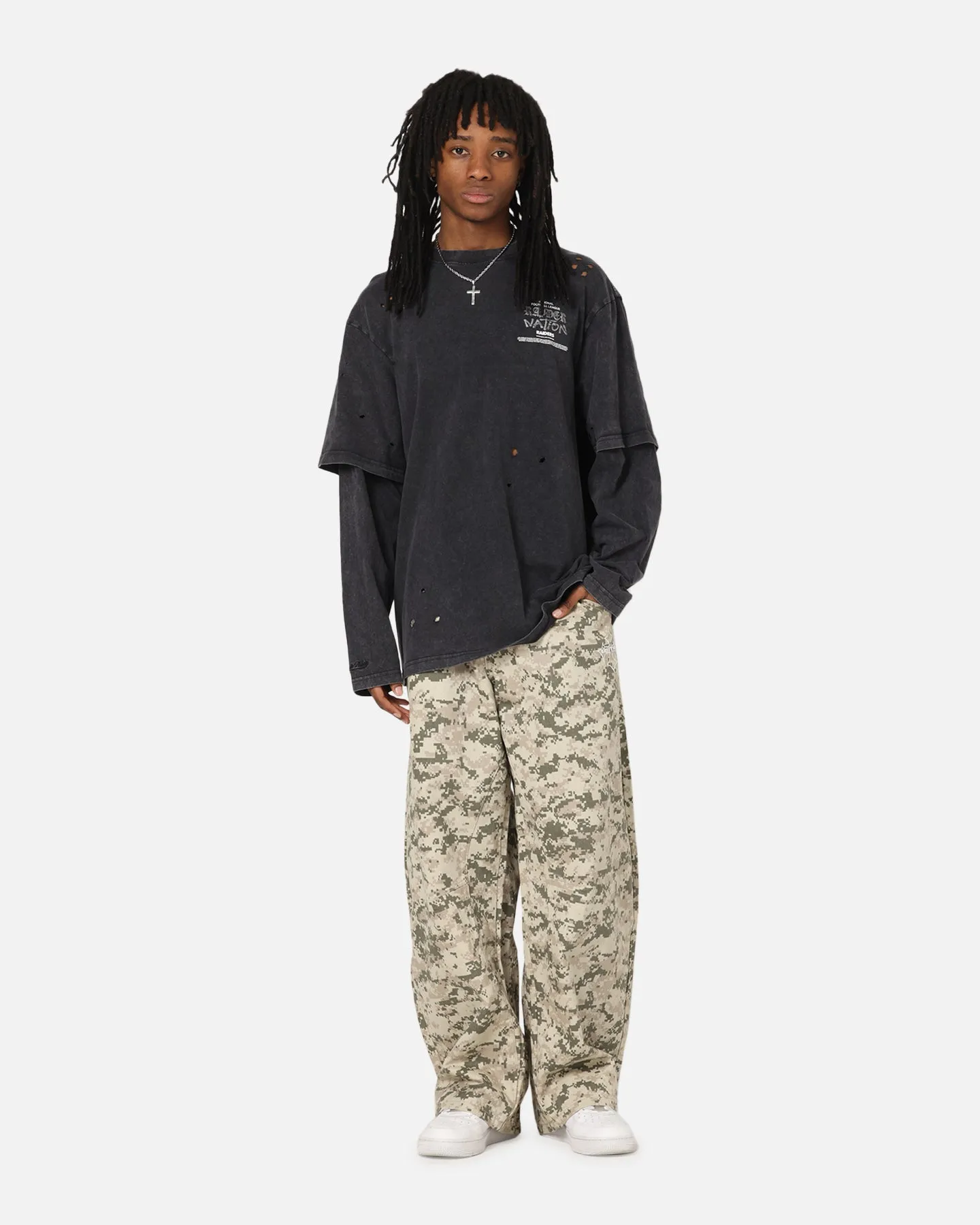 Mitchell & Ness Las Vegas Raiders Chromed Mock Long Sleeve T-Shirt Faded Black sold by Culture Kings product image thumbnail 4