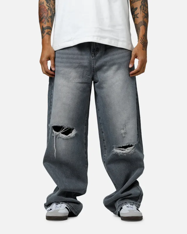 MNML Baggy Blowout Denim Jeans Washed Grey sold by Culture Kings