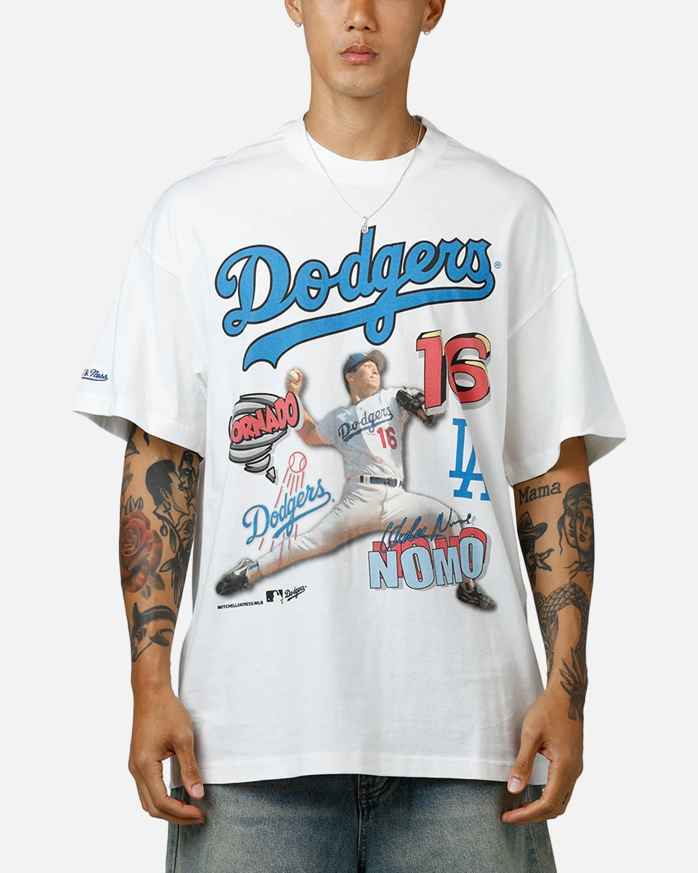 Mitchell & Ness Los Angeles Dodgers Hideo Nomo Tornado T-Shirt Vintage White sold by Culture Kings