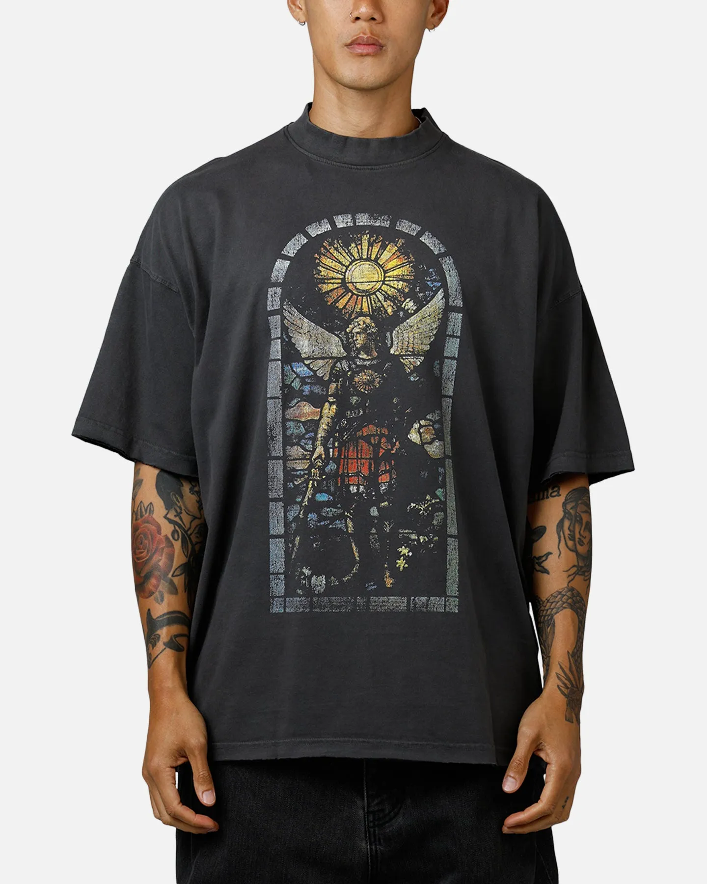 Saint Morta Kingdomcome Boxy T-Shirt Washed Charcoal sold by Culture Kings