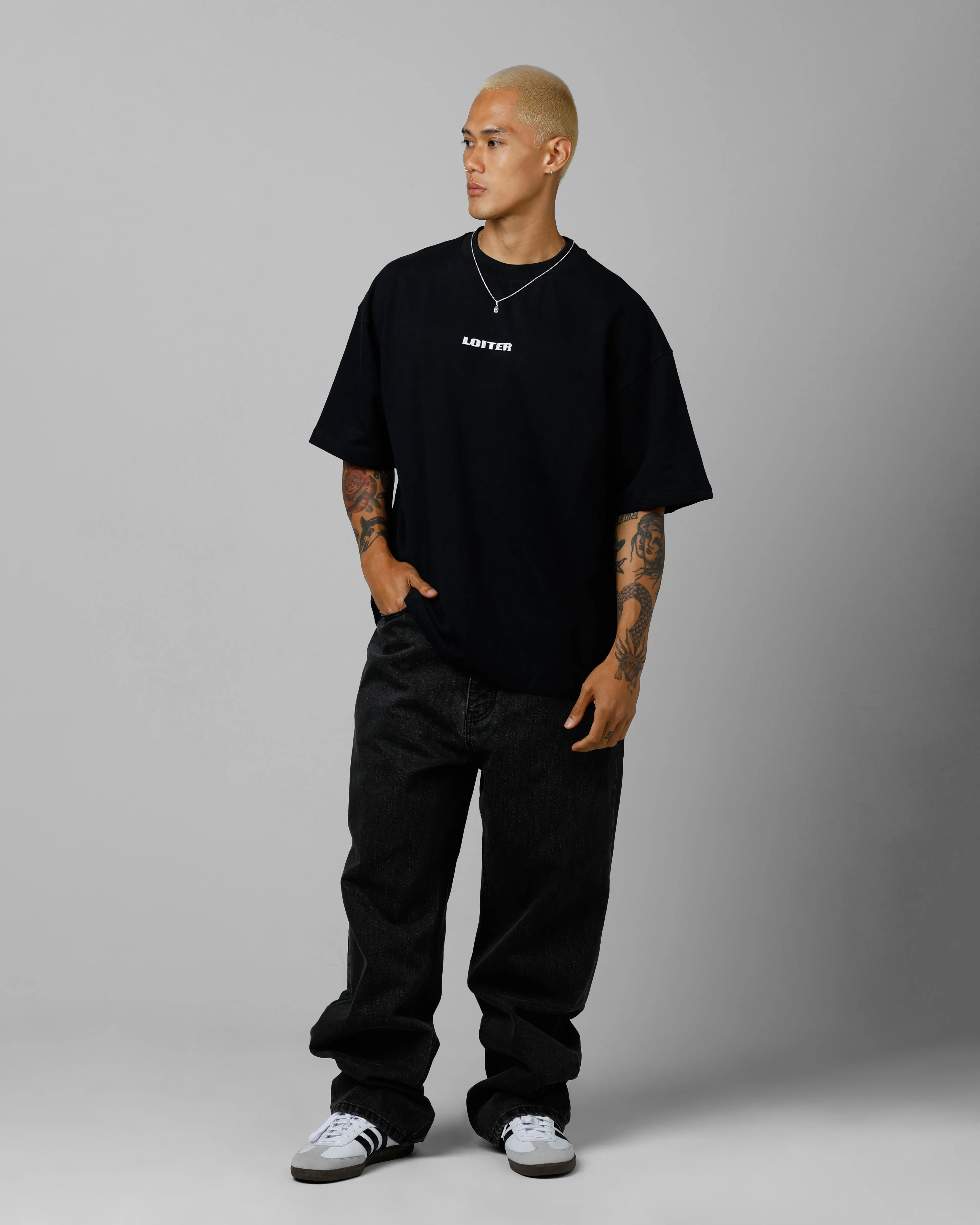 Loiter Script Boxy T-Shirt Black sold by Culture Kings product image thumbnail 3