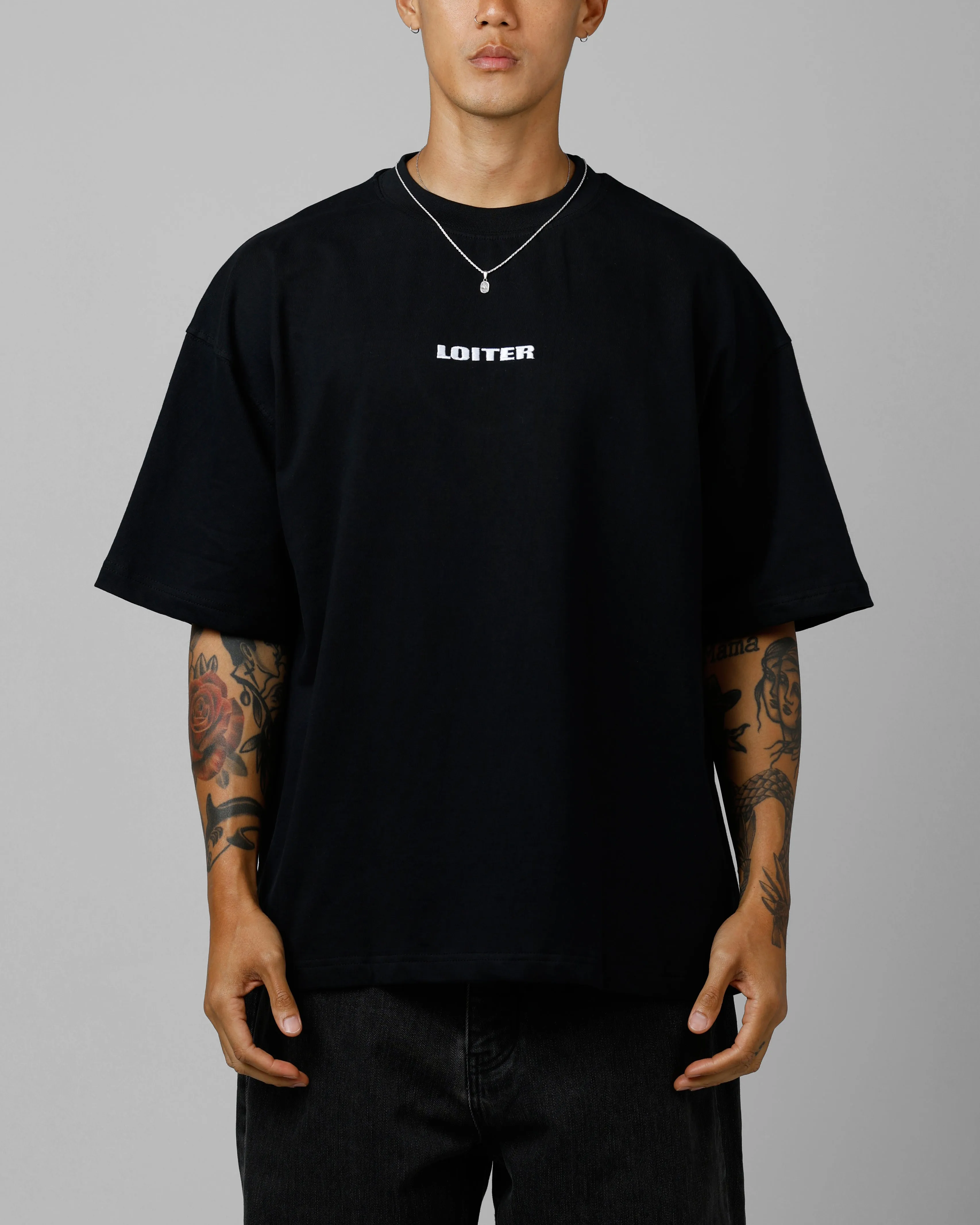 Loiter Script Boxy T-Shirt Black sold by Culture Kings product image thumbnail 2