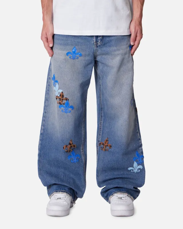 MNML Ultra Baggy Fleur Patch Jeans Blue sold by Culture Kings