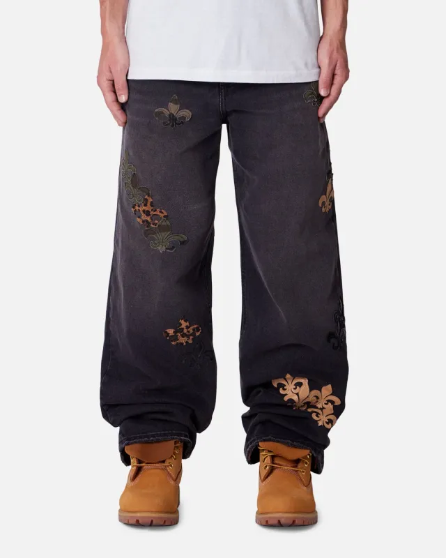 MNML Ultra Baggy Fleur Patch Jeans Black sold by Culture Kings