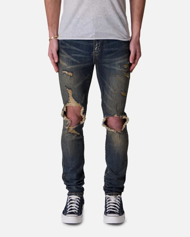 MNML Skinny Chewed Up Jeans Stone Washed Shadow sold by Culture Kings