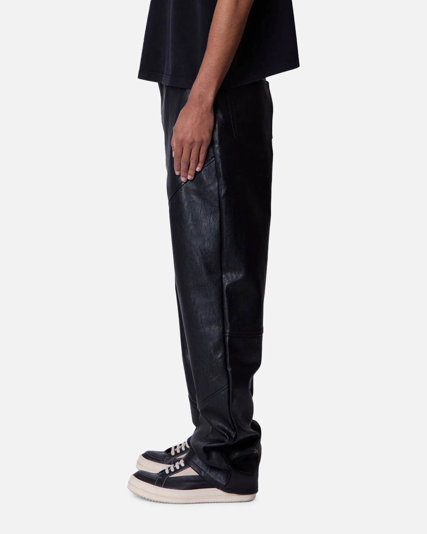 MNML Ultra Baggy Vegan Leather Pants Black sold by Culture Kings product image thumbnail 3
