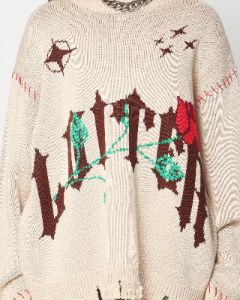 Loiter Fable Distressed Knit Sweater Stone sold by Culture Kings