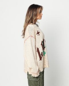 Loiter Fable Distressed Knit Sweater Stone sold by Culture Kings