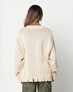 Loiter Fable Distressed Knit Sweater Stone sold by Culture Kings