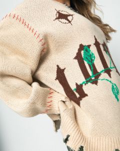 Loiter Fable Distressed Knit Sweater Stone sold by Culture Kings
