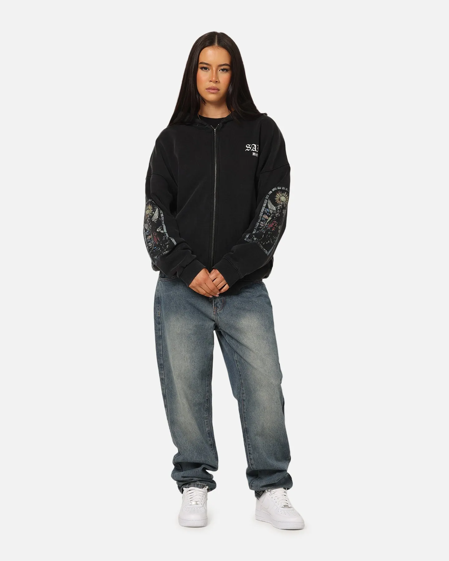 Saint Morta Kingdomcome Boxy Zip Hoodie Black sold by Culture Kings product image thumbnail 4