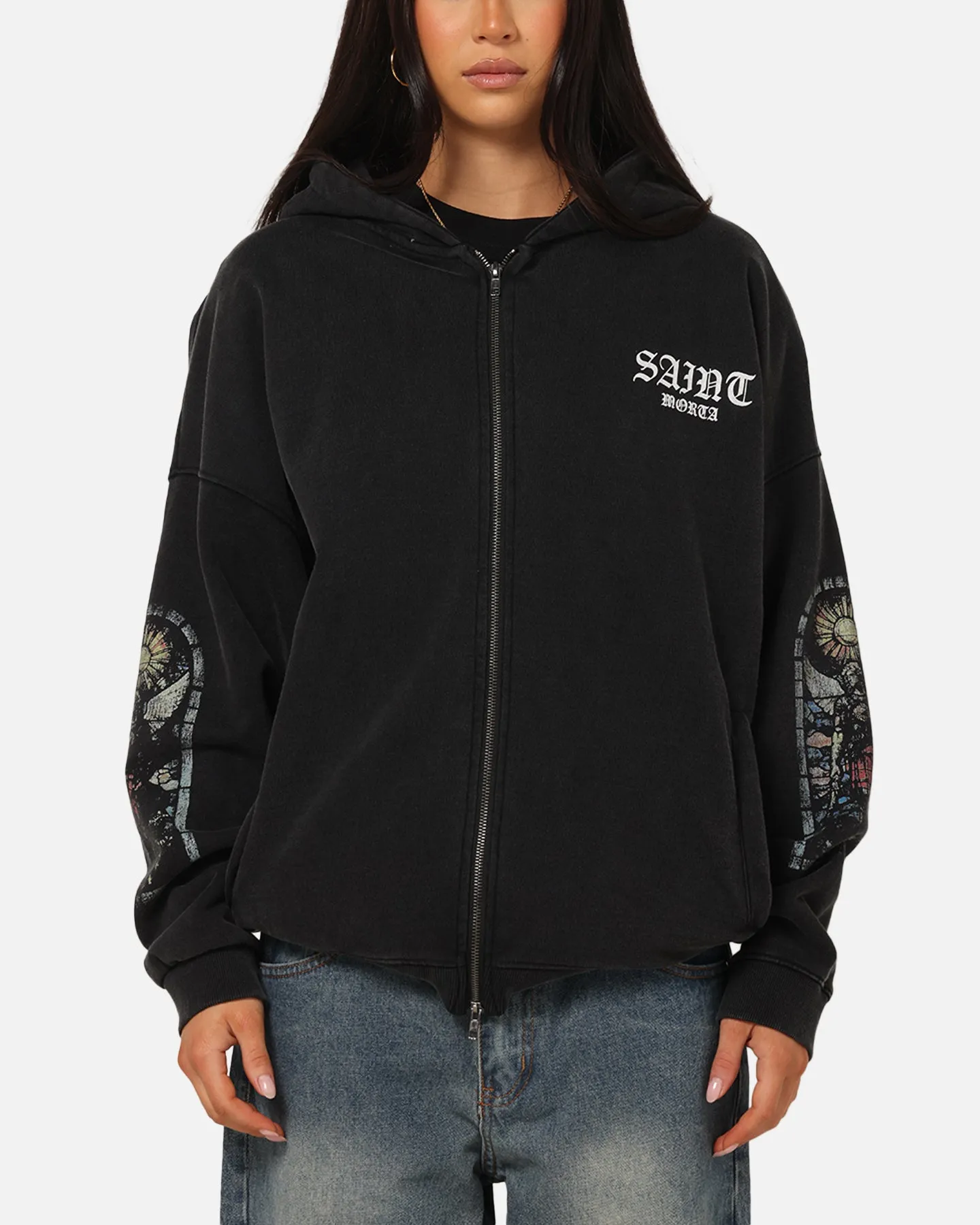 Saint Morta Kingdomcome Boxy Zip Hoodie Black sold by Culture Kings product image thumbnail 2